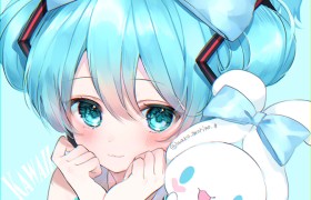 萌萌的玉桂狗初音未来组合登场，双倍的萌萌气息超治愈